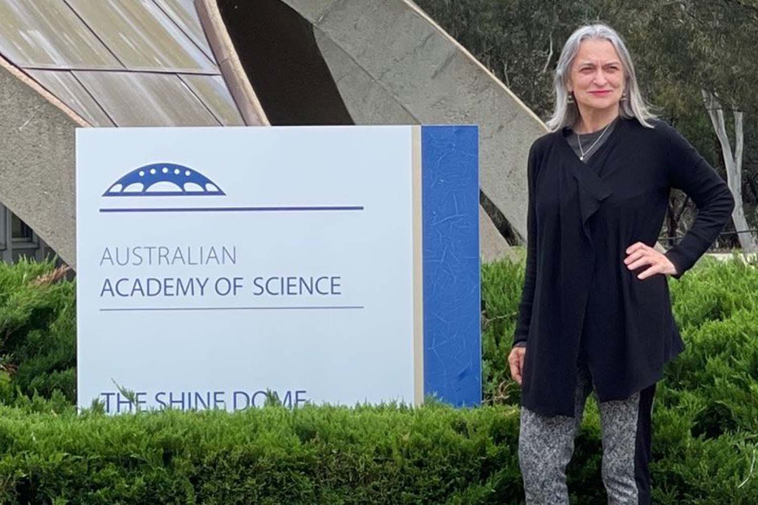 Frances Separovic standing outside the Australian Academy of Science