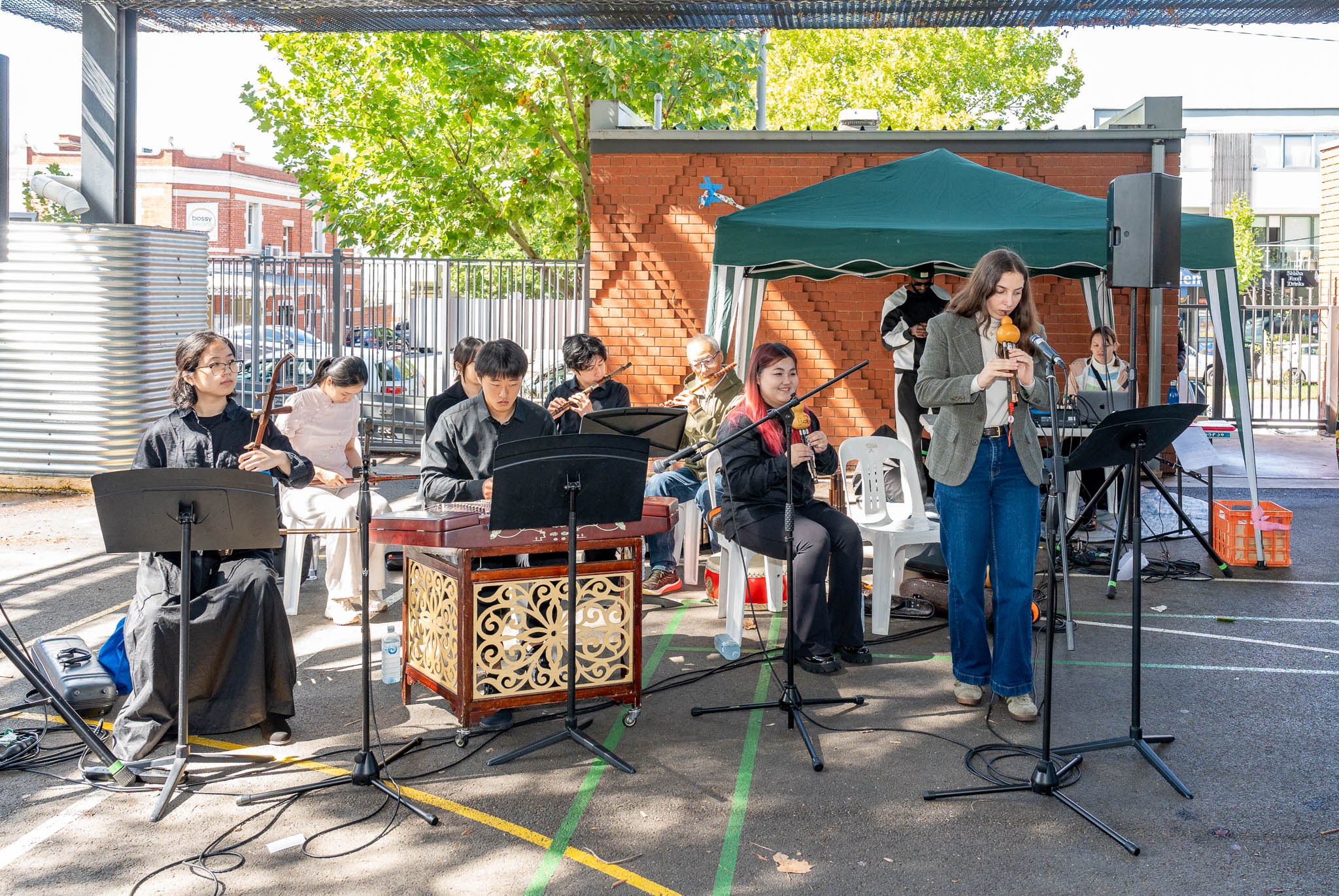 The University of Melbourne&rsquo;s Chinese Ensemble performed several pieces showcasing traditional instruments. Picture: David Darlington