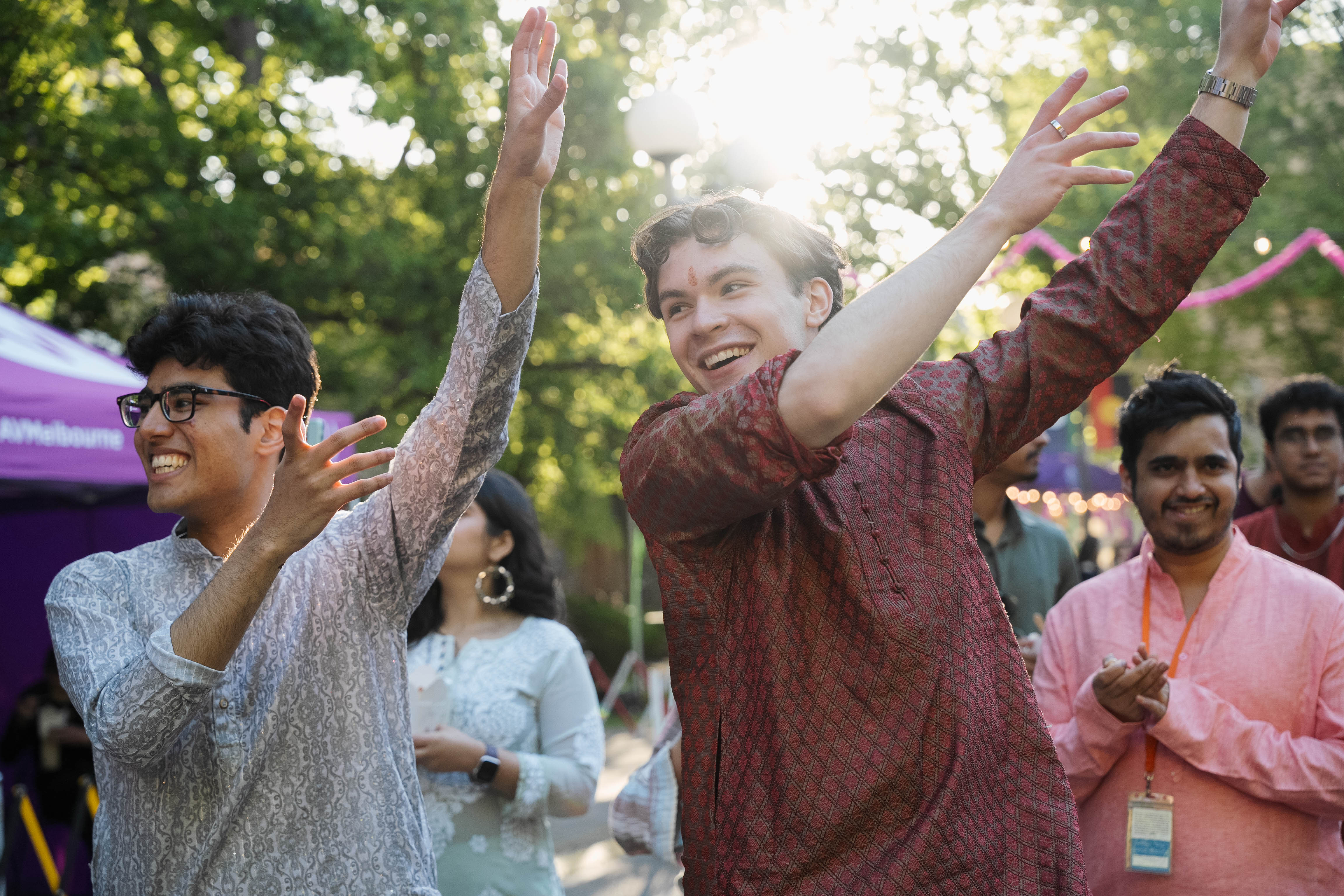 Students celebrating Diwali at the University's Parkville campus. Image credit: Joshua Barreno