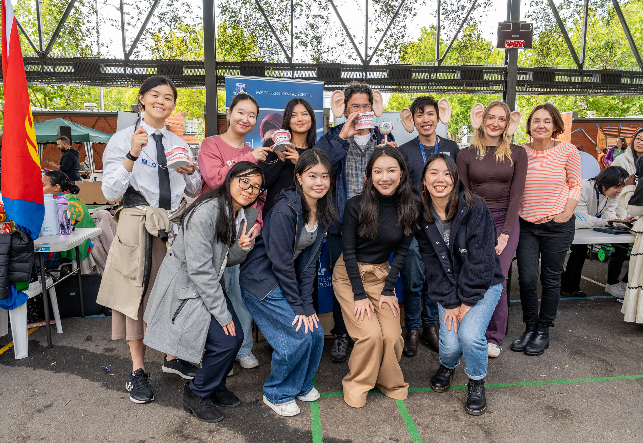 Students from the Faculty of Medicine, Dentistry and Health Sciences (MDHS)  with Deputy Vice-Chancellor (Global, Culture and Engagement) Professor Michael Wesley and Pro-Vice Chancellor (Culture and Engagement) Professor Sara Wills. Picture: David Darlington
