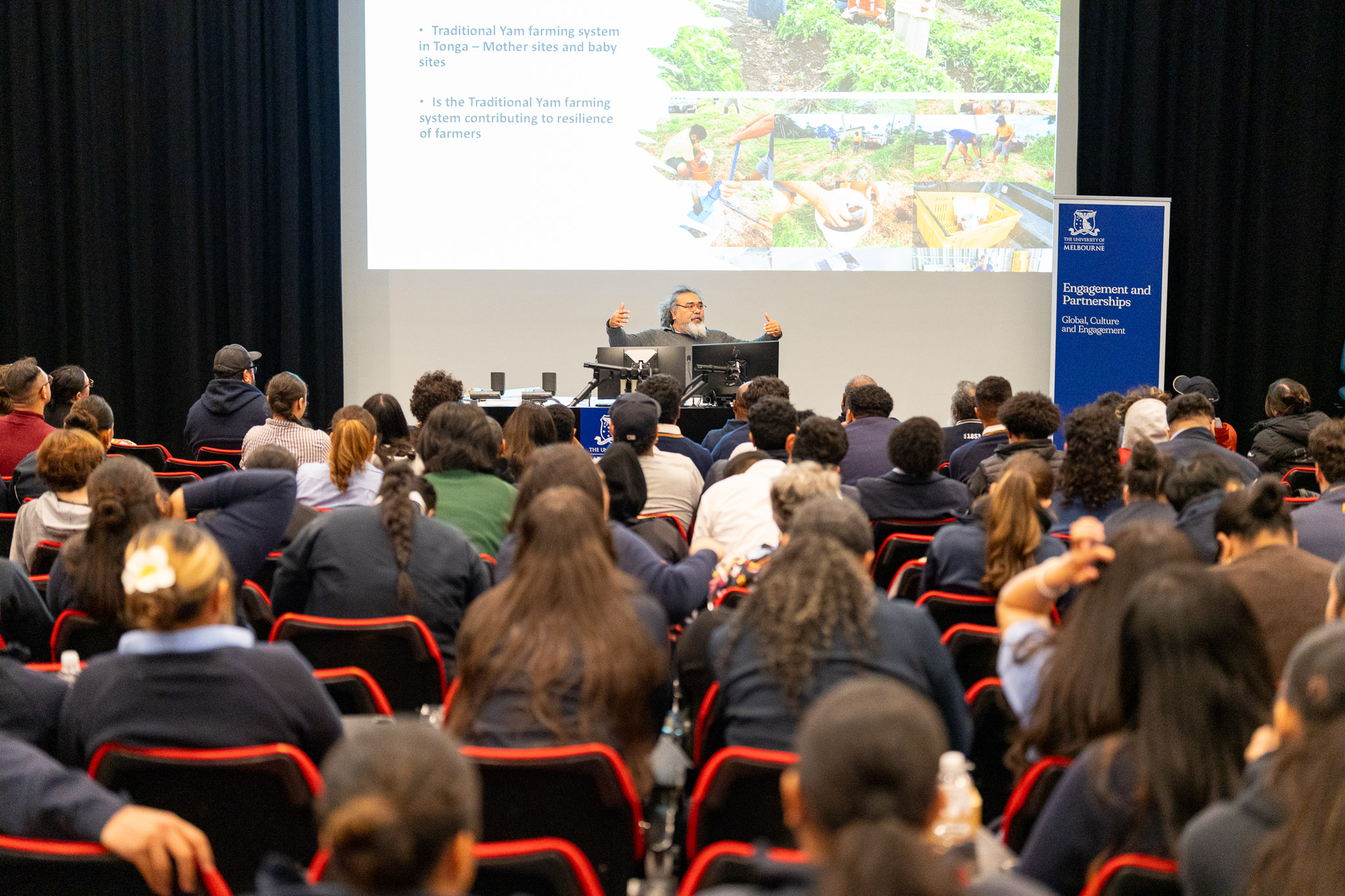 Faculty of Science Senior Lecturer Te'o Lau Dr Vili Iese led a lecture on Science and Agriculture at the Vaka Pasifika Student Day at Parkville campus. Picture: David Darlington