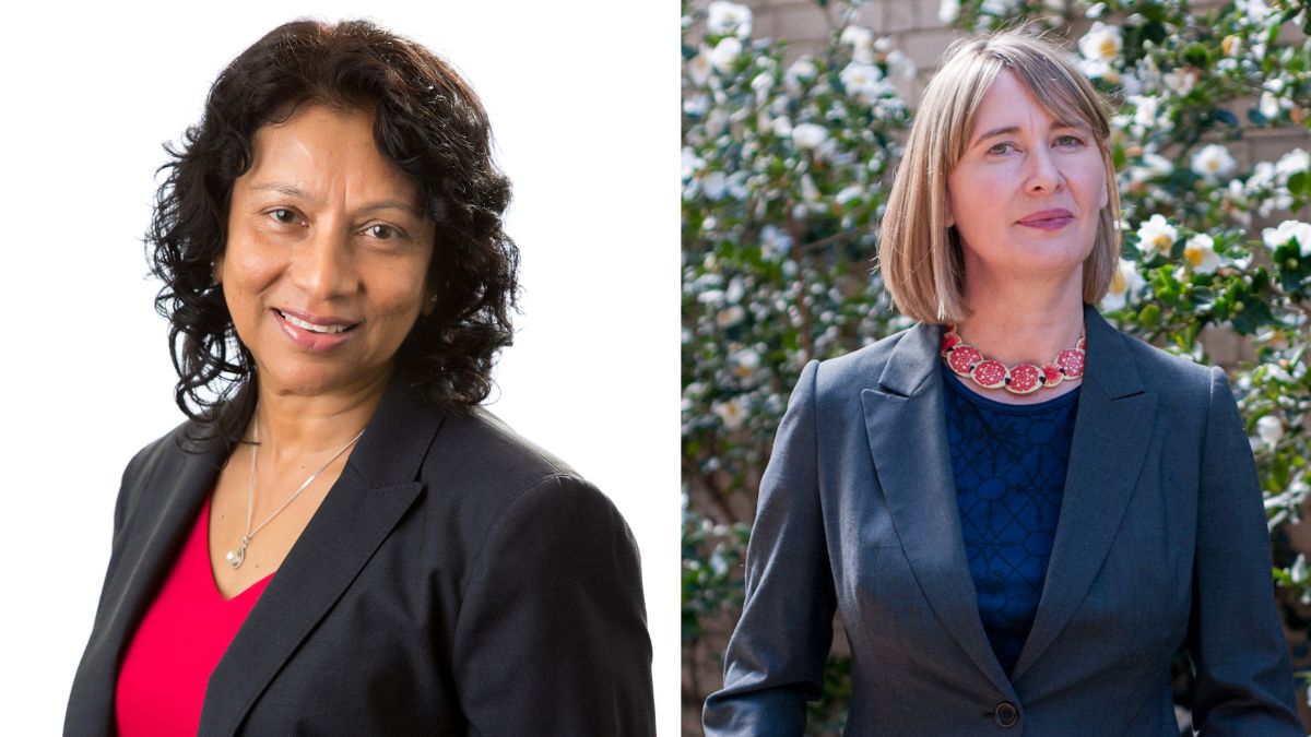 L-R: Professor Shyamali Dharmage and Professor Rebecca Bentley.