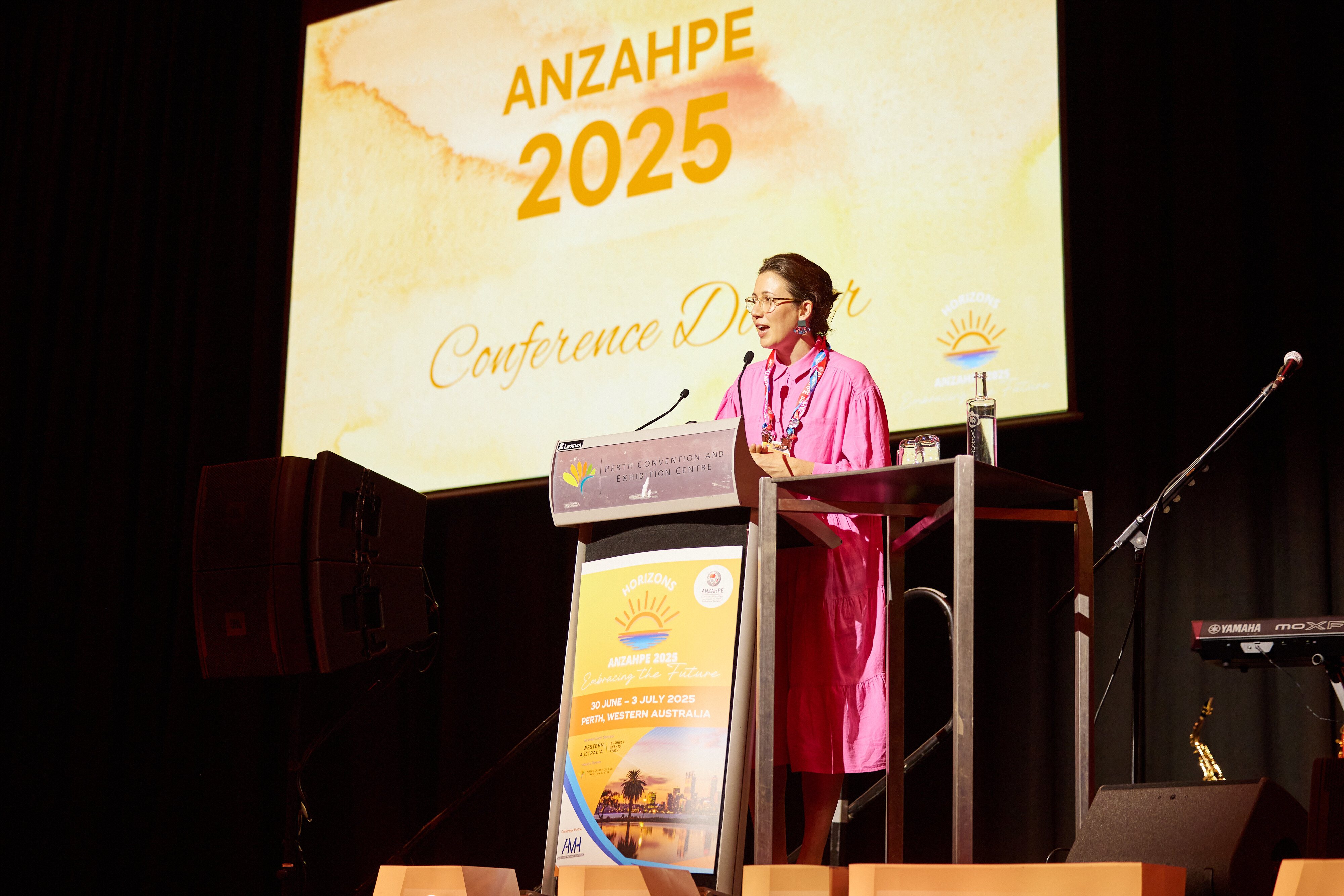 Australia and New Zealand Association for Health Professional Educators (ANZAHPE) President Dr Charlotte Denniston addresses the audience at the association’s annual conference in Perth.