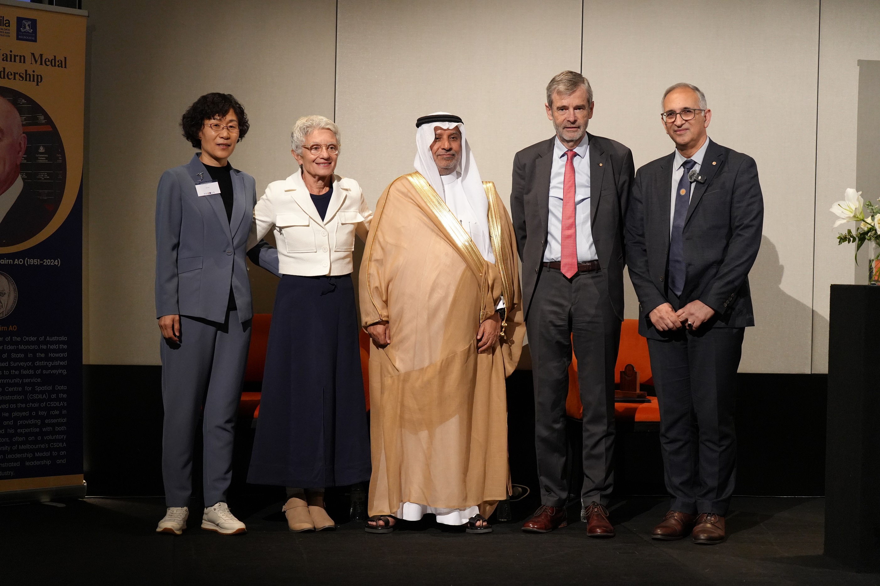 L-R: Professor Qin Yan, Mrs Rose Nairn, Dr Eng. Mohammed AlSayel, Mr Drew Clarke and Professor Abbas Rajabifard. Picture: Supplied