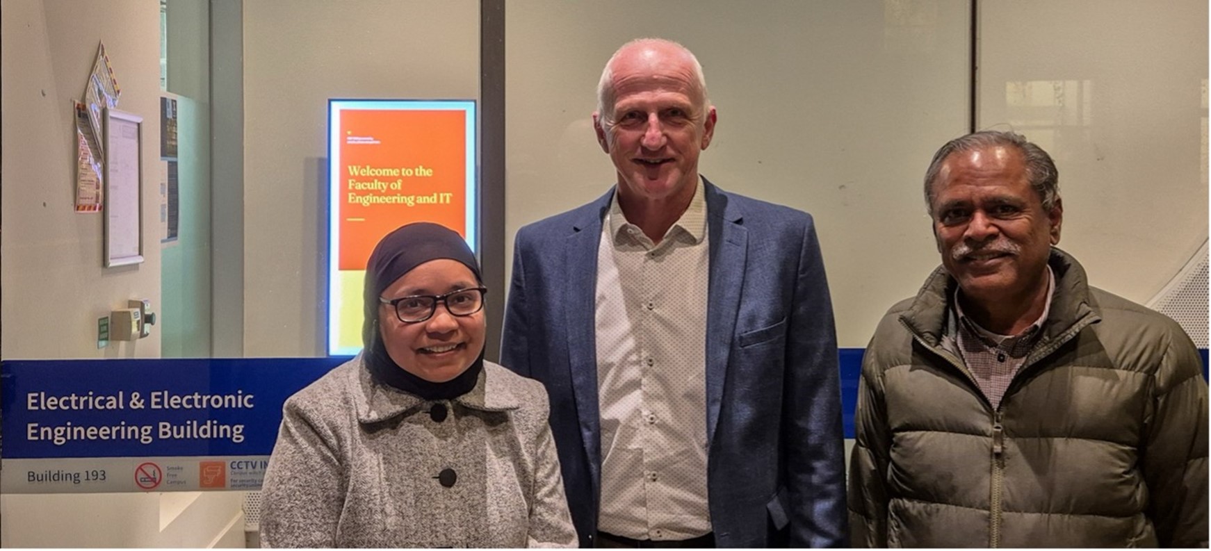 (L–R): Dr Noor E Karishma Shaik, Breakthrough Victoria Fellow and Founder of DeepDerm; Dr Johan Vendrig, CIO of MoleMap (Industry Collaborator); and Professor Marimuthu Palaniswami (Academic Mentor).