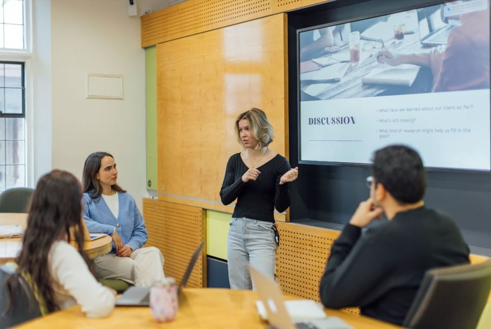 Students discussing during class 