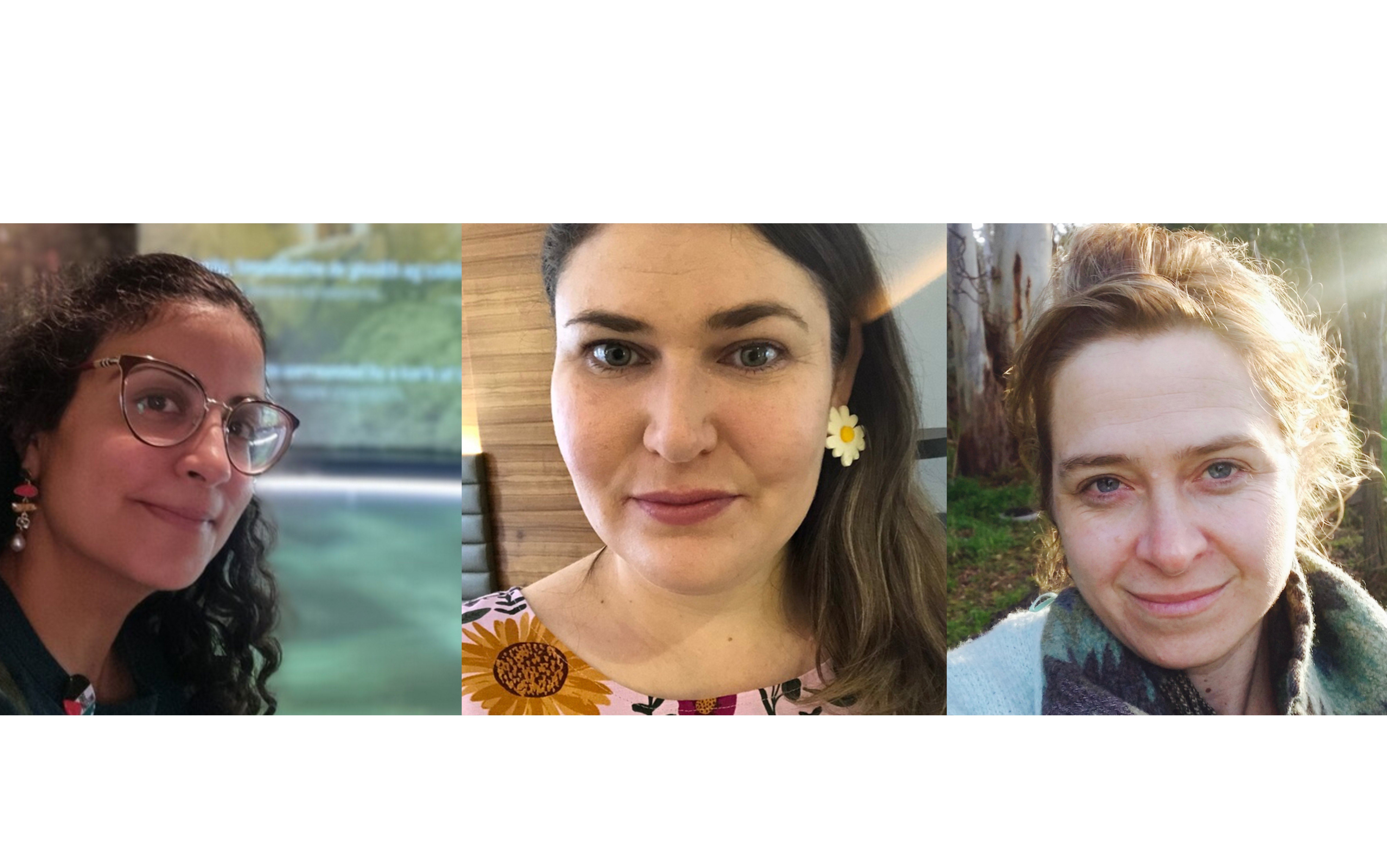 Images of Wajeehah Aayeshah, Kay Are, and Tahlia Birnbaum 