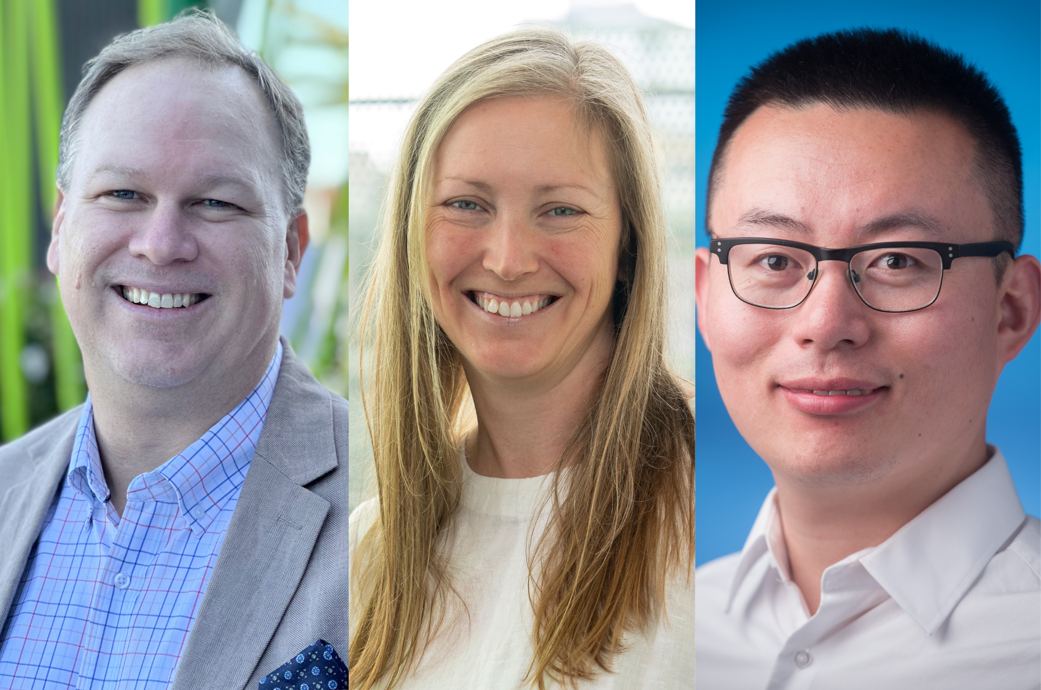 A compliation of headshots of Professor Dan Buchanan, Professor Tracy Putoczki and Associate Professor Shuai Li