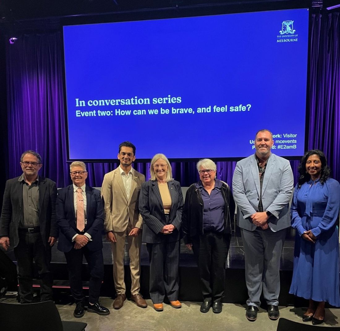 Pictured L to R, Justin Zobel, Jac Tomlins, Amila Premakumara, Jane Gunn, Lesley Stirling, Travis Lovett and Jess Nithianantharajah)